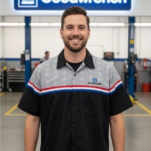 Goodwrench Work Shirt with Red and Blue Stripes